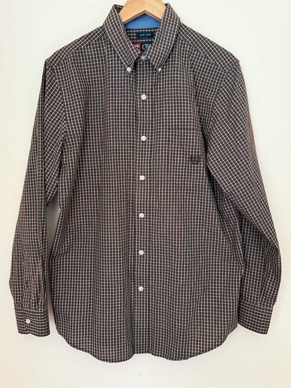 Chaps Men’s Brown and White Plaid Button-Down Shirt